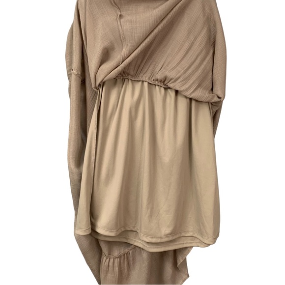 LC Lauren Conrad Maxi Dress Strapless Gauze Embroidery Women’s Size S Taupe Gray - Picture 7 of 16